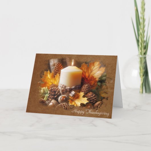 Thanksgiving Herfst Kaars Met Eikels Kaart (Voorkant)