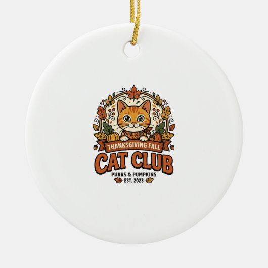 Thanksgiving Herfst Kat Kattenliefhebber Geschenk Keramisch Ornament (Voorkant)