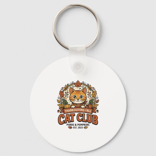 Thanksgiving Herfst Kat Kattenliefhebber Geschenk Sleutelhanger (Voorkant)