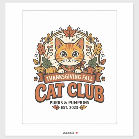Thanksgiving Herfst Kat Kattenliefhebber Geschenk Sticker (Vel)