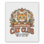 Thanksgiving Herfst Kat Kattenliefhebber Geschenk Sticker (Voorkant)