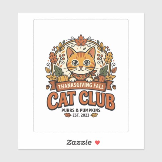 Thanksgiving Herfst Kat Kattenliefhebber Geschenk Sticker (Vel)