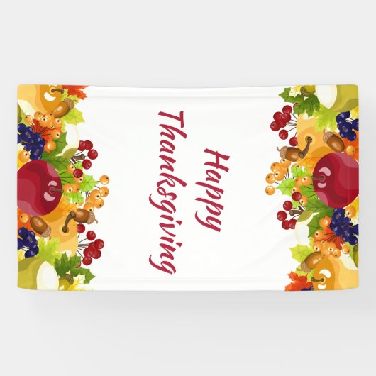Thanksgiving herfst laat appelbessen bewerkbaar spandoek (Horizontaal)
