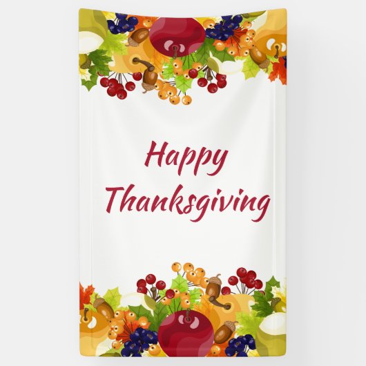 Thanksgiving herfst laat appelbessen bewerkbaar spandoek (Verticaal)