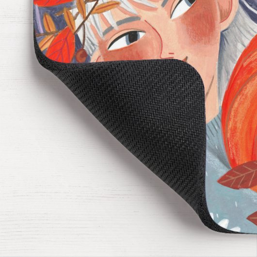 Thanksgiving herfst laat bezoeker dankbaar meisje  muismat (Hoek)