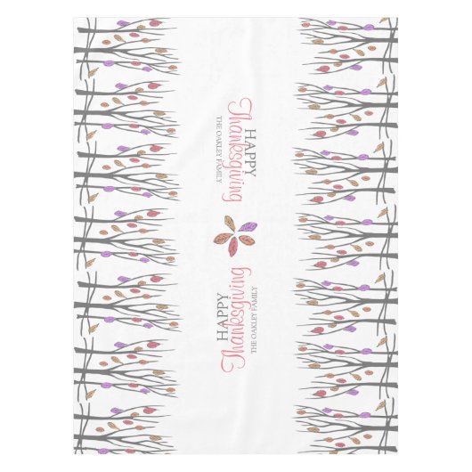 Thanksgiving herfst laat gepersonaliseerde familie tafelkleed (Voorkant)