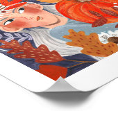 Thanksgiving herfst laat meisje sinaasappel poster (Hoek)