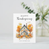 Thanksgiving herfst laat pompoenen huis onroerend  feestdagenkaart (Staand voorkant)