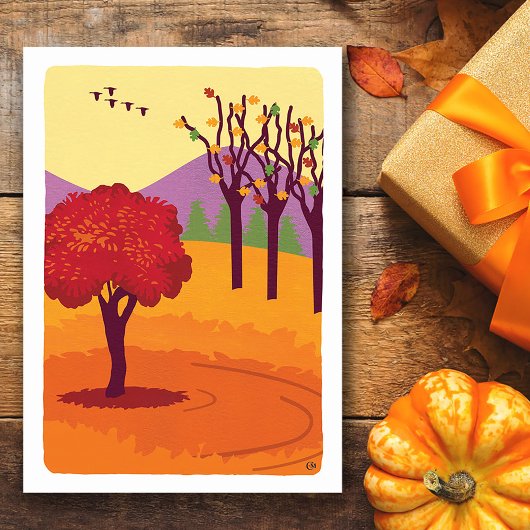 Thanksgiving Herfst Landscape Trees Kaart
