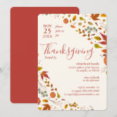 Thanksgiving Herfst Leaf Pumpkin Corners Kaart (Voorkant / Achterkant)