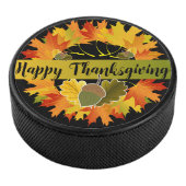 Thanksgiving Herfst Leaf Wreath, Ice Hockey Puck (3/4)