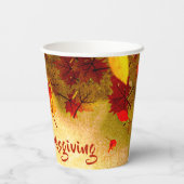 Thanksgiving herfst leest op oude papieren achterg bekers (Achterkant)