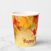 Thanksgiving herfst leest op oude papieren achterg bekers (Voorkant)