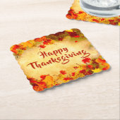 Thanksgiving herfst leest op oude papieren achterg kartonnen onderzetters (Gebogen)