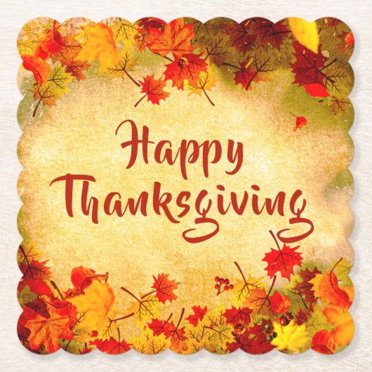 Thanksgiving herfst leest op oude papieren achterg kartonnen onderzetters (Voorkant)