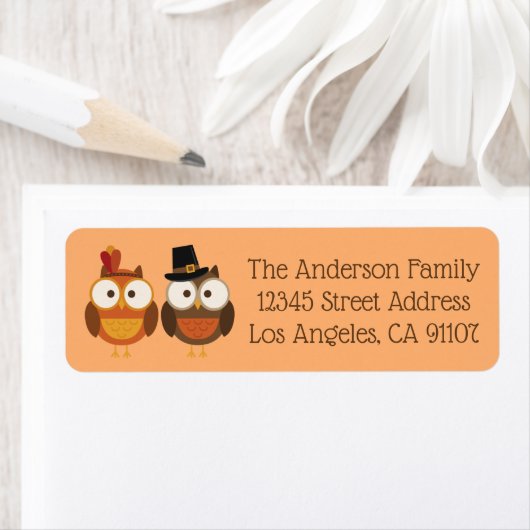 Thanksgiving Herfst Owls Return Address Labels (Insitu)