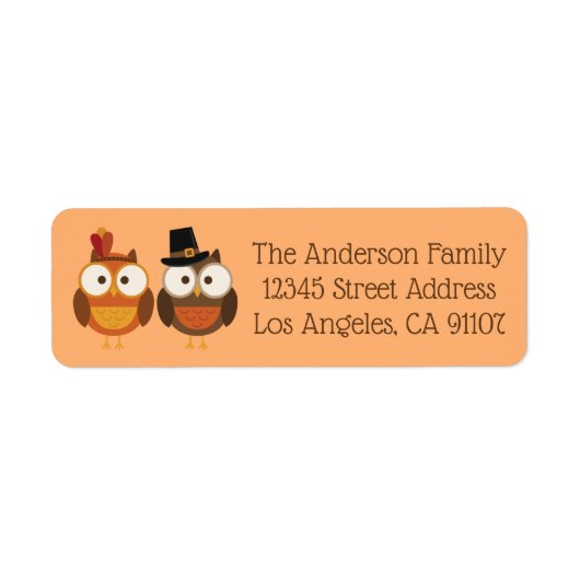 Thanksgiving Herfst Owls Return Address Labels (Voorkant)