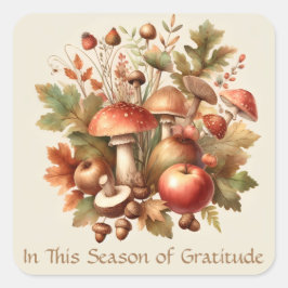 Thanksgiving Herfst paddenstoel eikel appel Vierkante Sticker