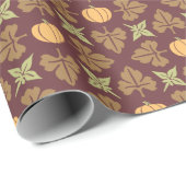 Thanksgiving Herfst Pompoen Autum Bladpatroon Donk Cadeaupapier (Rol Hoek)