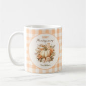 Thanksgiving Herfst pompoen gingham pastelnaam Koffiemok (Links)