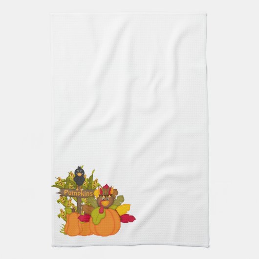 Thanksgiving herfst pompoen keuken design handdoek (Verticaal)