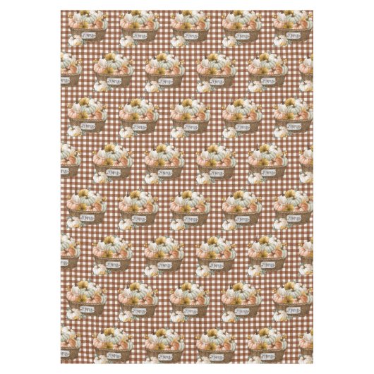 Thanksgiving Herfst pompoenen bruin gingham Tafelkleed (Voorkant)