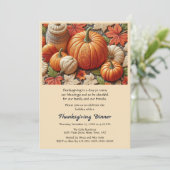 Thanksgiving Herfst Pompoenen Uitnodiging voor Din (Staand voorkant)