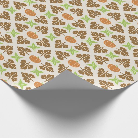 Thanksgiving Herfst Pumpkin Autum Leaf Pattern Cadeaupapier (Hoek)