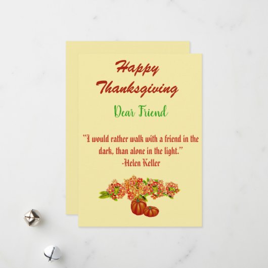 Thanksgiving Herfst Pumpkins Floral Art Green Kaar Feestdagenkaart (Voorkant / Achterkant in situ)