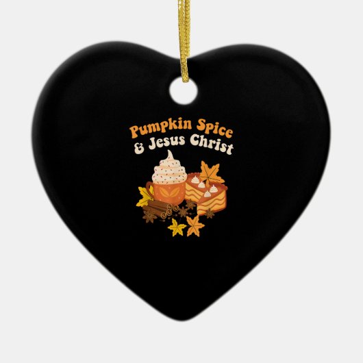 Thanksgiving Herfst Seizoen Pumpkin Spice en Jezus Keramisch Ornament (Voorkant)