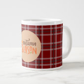 Thanksgiving,Herfst Seizoen Script,Geruit,Modern Grote Koffiekop (Voorkant rechts)