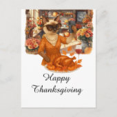 Thanksgiving Herfst thema Cat Loves foto maken Feestdagenkaart (Voorkant)