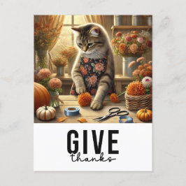Thanksgiving Herfst thema voor Cat Lovers Feestdagenkaart