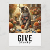 Thanksgiving Herfst thema voor Cat Lovers Feestdagenkaart (Voorkant)