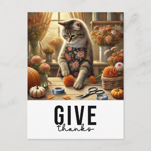 Thanksgiving Herfst thema voor Cat Lovers Feestdagenkaart (Voorkant)