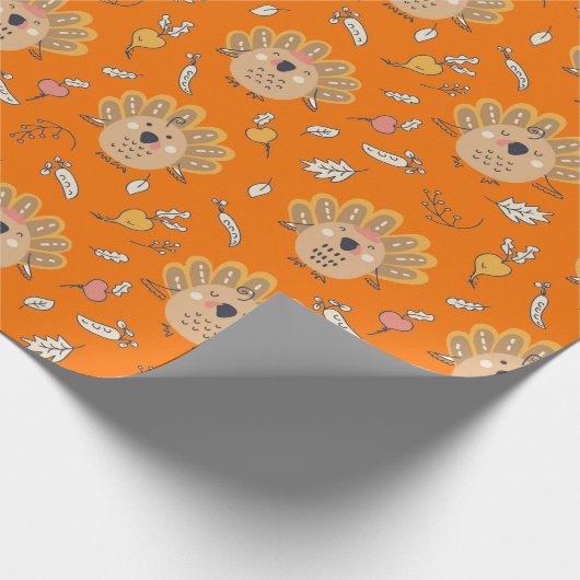 Thanksgiving Herfst Turkije Cadeaupapier (Hoek)