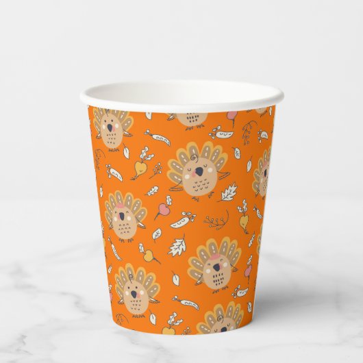 Thanksgiving Herfst Turkije Papieren Bekers (Achterkant)