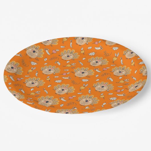 Thanksgiving Herfst Turkije Papieren Bordje (Gekanteld)