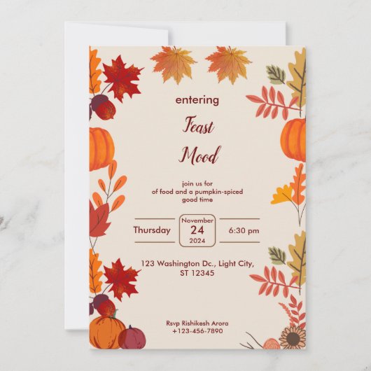 Thanksgiving Herfst Uitnodiging Kaart (Voorkant)