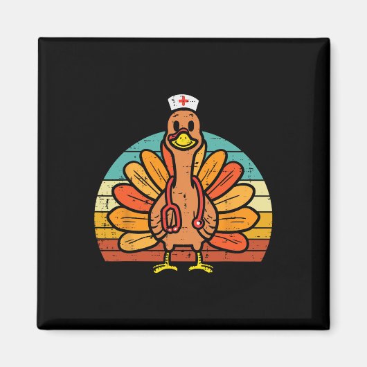 Thanksgiving Herfst urse stethoscoop scrub t Magneet (Voorkant)