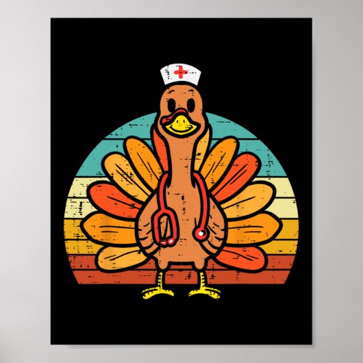 Thanksgiving Herfst urse stethoscoop scrub t Poster (Voorkant)