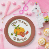 Thanksgiving herfst van pompoen en bessen terracot papieren bordje (Feest)