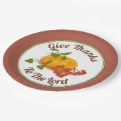 Thanksgiving herfst van pompoen en bessen terracot papieren bordje (Gekanteld)