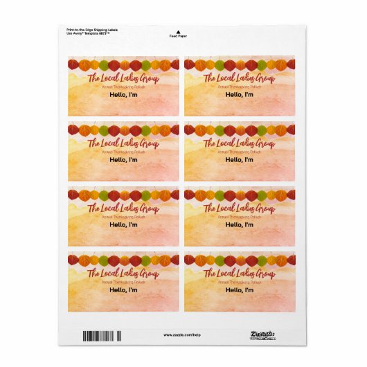 Thanksgiving Herfst verzamelen papier label naam t (Full Sheet)