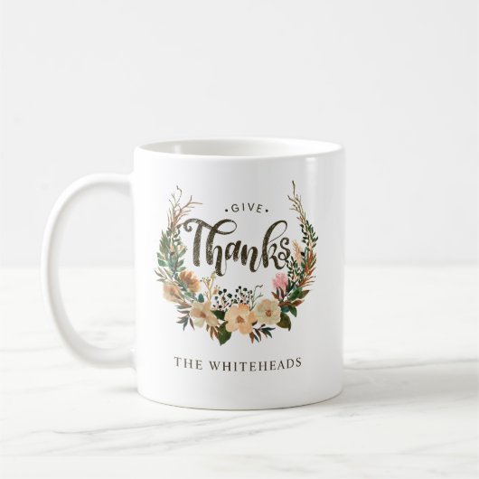 Thanksgiving Herfst Waterverf Boho Floral krans Koffiemok (Links)