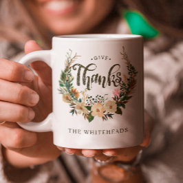 Thanksgiving Herfst Waterverf Boho Floral krans Koffiemok