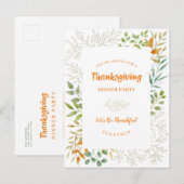 Thanksgiving herfst Waterverf oliage Line Art Uitnodiging Briefkaart (Voorkant / Achterkant)