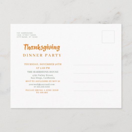 Thanksgiving herfst Waterverf oliage Line Art Uitnodiging Briefkaart (Achterkant)
