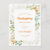Thanksgiving herfst Waterverf oliage Line Art Uitnodiging Briefkaart (Voorkant)