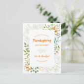 Thanksgiving herfst Waterverf oliage Line Art Uitnodiging Briefkaart (Staand voorkant)